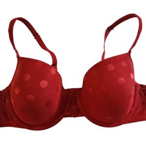 Cacique Intimates Red Polka Dot Mesh Underwire Bra 42B Adjustable Straps